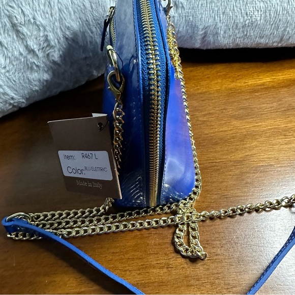 New Pratesi Firenze Blue Electric Italian Leather Crossbody, 6.5”x 7”x 3”. NWT - Picture 2 of 16